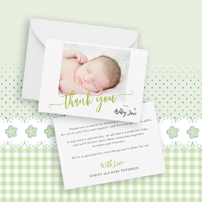 Carte De Correspondance Script de budget photo baby shower merci (Créateur téléchargé)