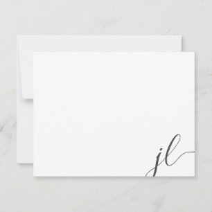 Carte De Correspondance Script de calligraphie gris foncé Deux initiales