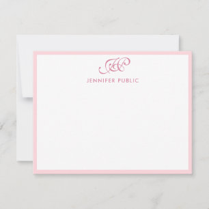 Carte De Correspondance Script de calligraphie Monogramme Élégant rose