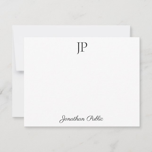 Carte De Correspondance Script de calligraphie Texte élégant Monogramme Mo (Devant)