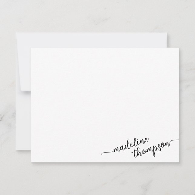 Carte De Correspondance Script de coin élégant moderne (Devant)