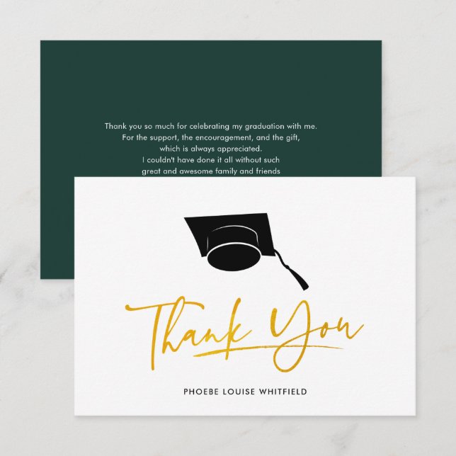 Carte De Correspondance Script de remise des diplômes 2026 Merci (Devant / Derrière)