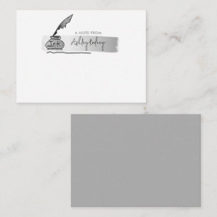 Carte De Correspondance Script de stylo Quill Sketch Faux Silver