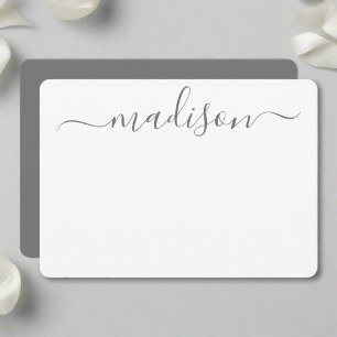 Carte De Correspondance Script de typographie gris de nom moderne personna