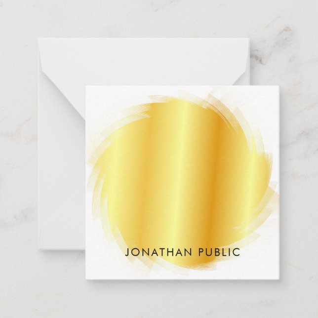 Carte De Correspondance Script manuscrit Monogramme Élégant Faux Gold (Devant)