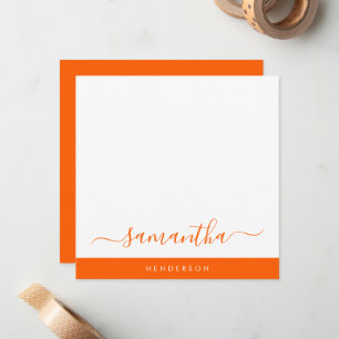 Carte De Correspondance Script manuscrit orange simple