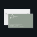 Carte De Correspondance script mariage moderne sage vert script rsvp répon<br><div class="desc">Carte R.S.V.P mariage de script contemporain simple noir et blanc. Un design moderne et abstrait. Partie d'une suite.</div>