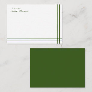 Carte De Correspondance Script minimaliste Emerald Vert double bordure