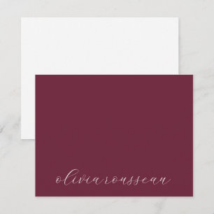 Carte De Correspondance Script Minimaliste Vin Bordeaux
