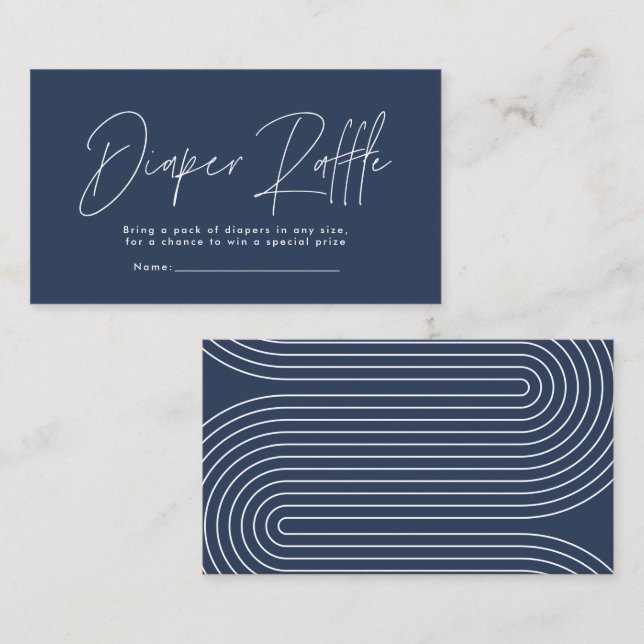 Carte De Correspondance Script moderne marine bleu baby shower tombole de  (Devant / Derrière)