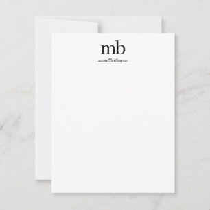Carte De Correspondance Script moderne noir blanc tendance Monogramme init