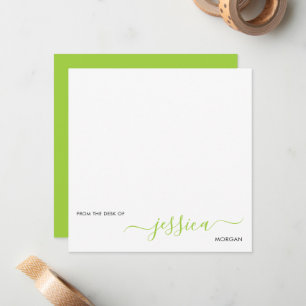 Carte De Correspondance Script moderne simple vert citron
