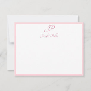 Carte De Correspondance Script Monogramme Modish Blush Pink Minimaliste