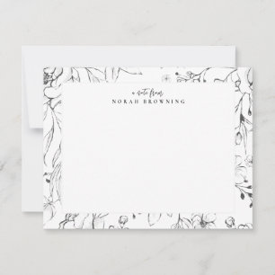 Carte De Correspondance Script personnalisé moderne noir et blanc