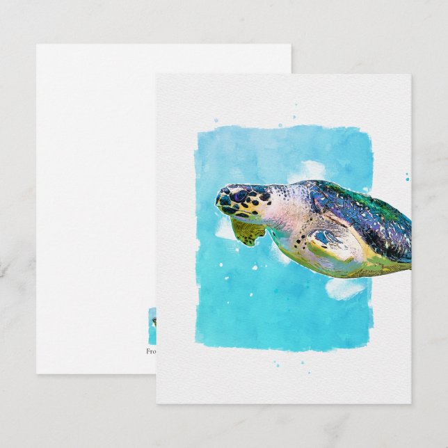 Carte De Correspondance Sea Turtle Note Card for Any Occasion (Devant / Derrière)