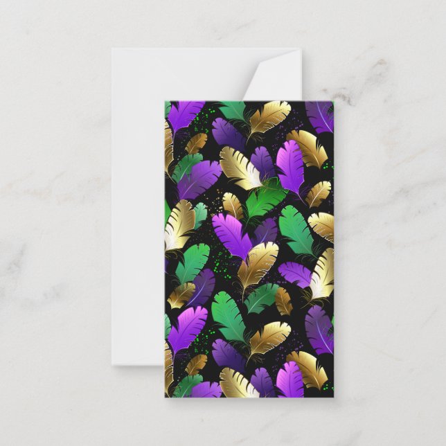 Carte De Correspondance Seamless Pattern with Mardi Gras feathers (Devant)