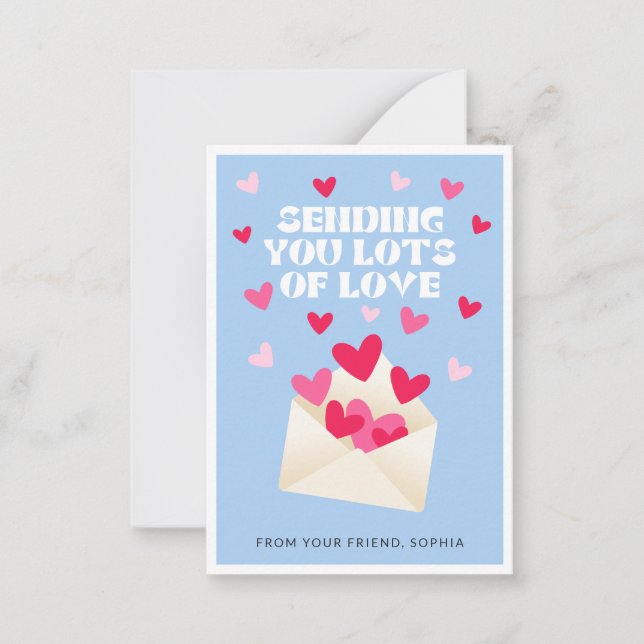 Carte De Correspondance Sending Love Mail Hearts Envelope Valentine's Day (Devant)