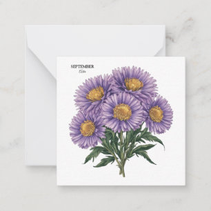 Carte De Correspondance Septembre Aster Mois de naissance Floral personnal