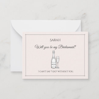 Carte De Correspondance Seras-tu ma demoiselle d'honneur | Élégant Minimal