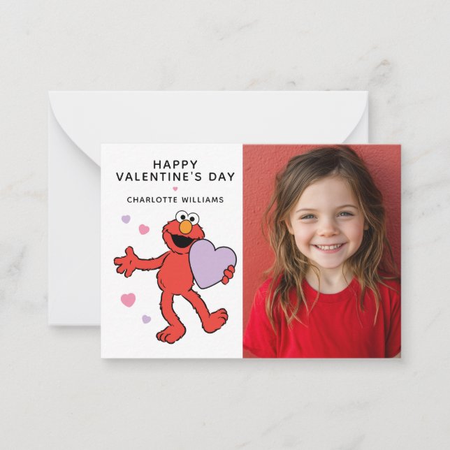Carte De Correspondance Sesame Street | Elmo Heart Photo Valentine (Devant)