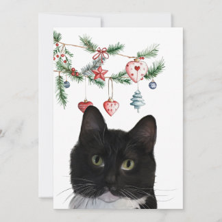 Carte De Correspondance Set of Holiday Note Cards 5x7 Tuxedo Cat