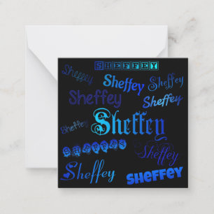 Carte De Correspondance Sheffey Fonts - Nuances de bleu sur fond noir