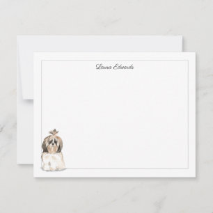 Carte De Correspondance Shih Tzu Poils Longs Gris Personnalisé