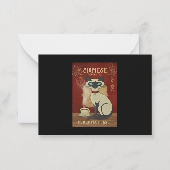 Carte De Correspondance Siamese Cat Café Aimer Purrfect Goût Café Cat (Devant)