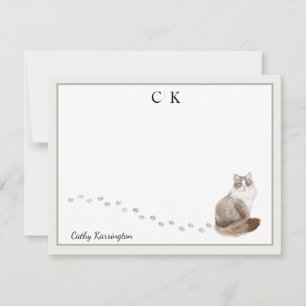Carte De Correspondance Sibérie Cat Grey Nom du monogramme frontalier