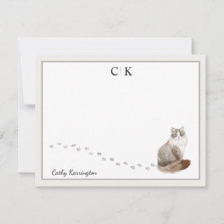 Carte De Correspondance Sibérie Cat Grey Nom du monogramme frontalier