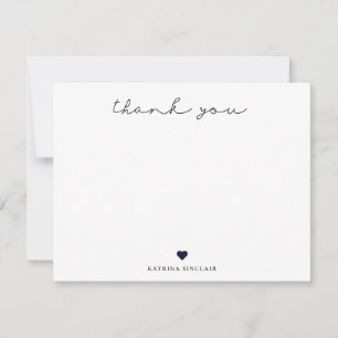 Carte De Correspondance Signature Script Merci Marine Coeur bleu