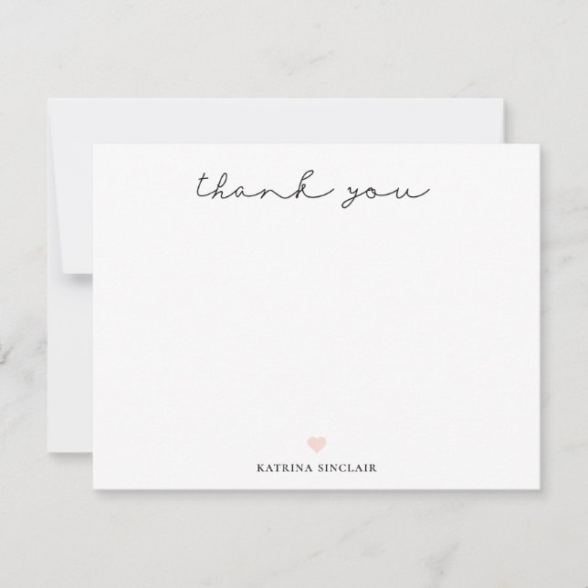 Carte De Correspondance Signature Script Merci Pétale Pink Heart (Devant)