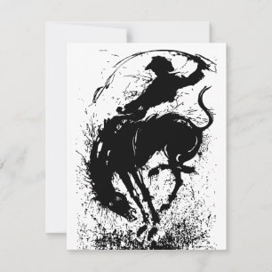 Carte De Correspondance Silhouette artistique dynamique de rodéo cowboy