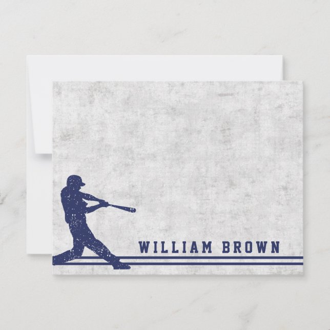Carte De Correspondance Silhouette de baseball bleu foncé avec nom personn (Devant)