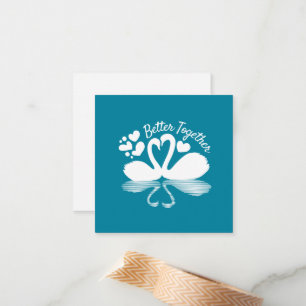 Carte De Correspondance Silhouette de deux cygnes dans l'eau