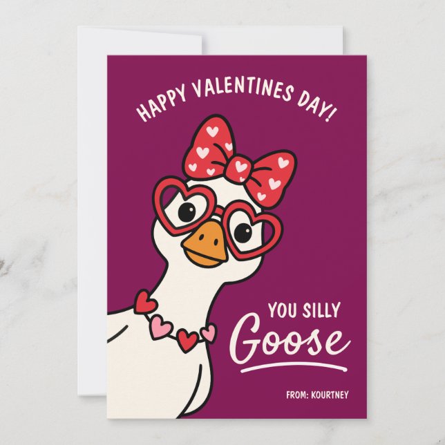 Carte De Correspondance Silly Goose Kids Classroom Valentines Day (Devant)