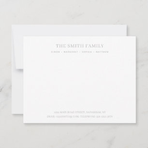 Carte De Correspondance Silver Grey Nom de famille Papier à lettres