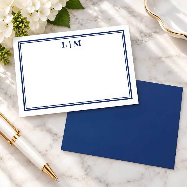 Carte de correspondance simple à monogramme bleu m (Créateur téléchargé)