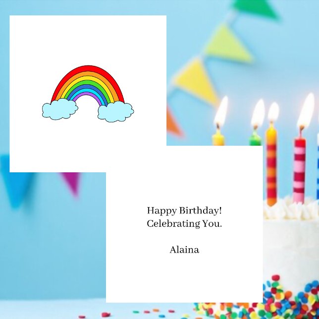 Carte De Correspondance Simple Anniversaire Arc-en-ciel Joyeux (Créateur téléchargé)