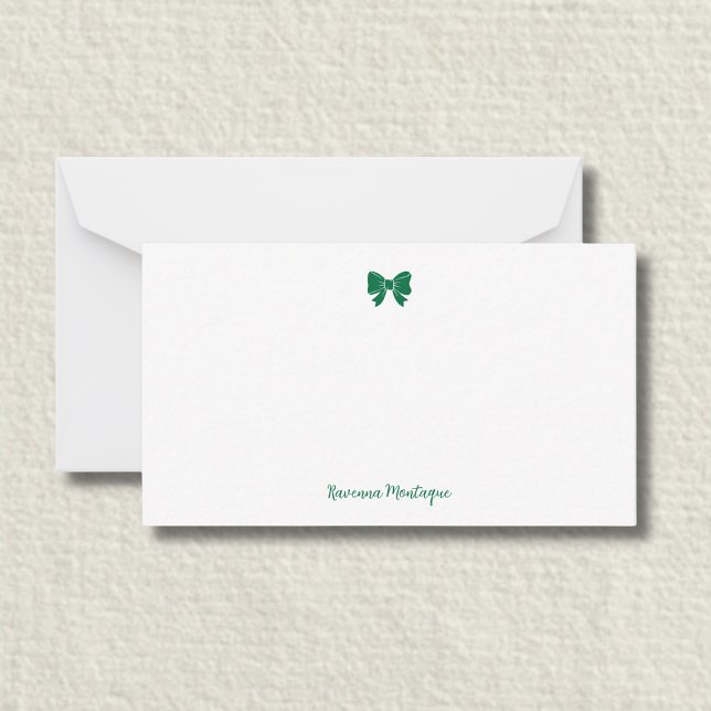 Carte De Correspondance Simple Bouteille Verte  Nœud Papillon Nom Manuscri (Créateur téléchargé)