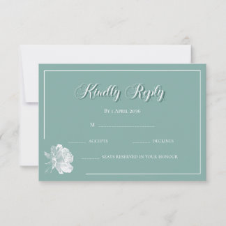 Carte De Correspondance Simple Calligraphie Vert Sauge Floral Mariage RSVP