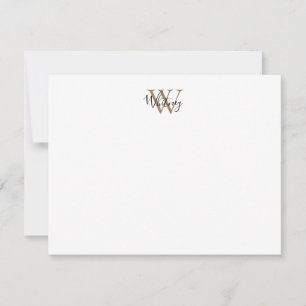 Carte De Correspondance Simple Chic Noir Or Monogramme Nom Script