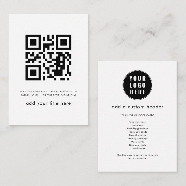 Carte De Correspondance Simple code QR Code de l'entreprise tendance perso (Devant / Derrière)