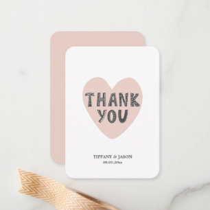 Carte De Correspondance Simple Coeur rose minimaliste Merci Mariage