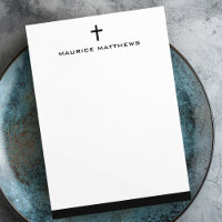 Simple croix masculine nom noir bordure plate