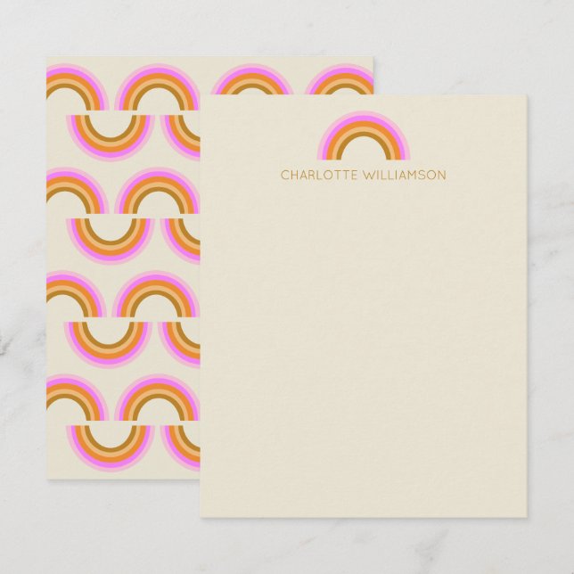 Carte De Correspondance Simple Cute Retro Rainbow Stationery personnalisée (Devant / Derrière)