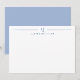 Carte De Correspondance Simple Deux Bordures Minimaliste Bleu Poussiéreux