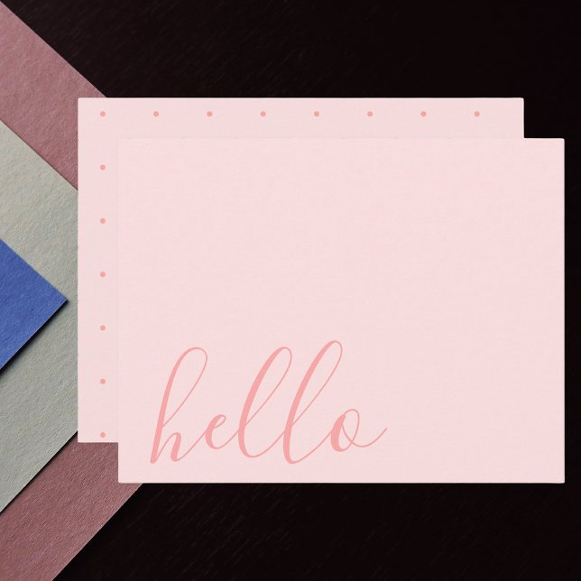 Carte De Correspondance Simple Elegant Blush Pastel Rose "Hello" (Créateur téléchargé)