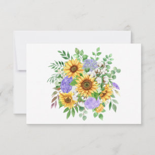 Carte De Correspondance Simple élégant Bouquet de tournesol plat