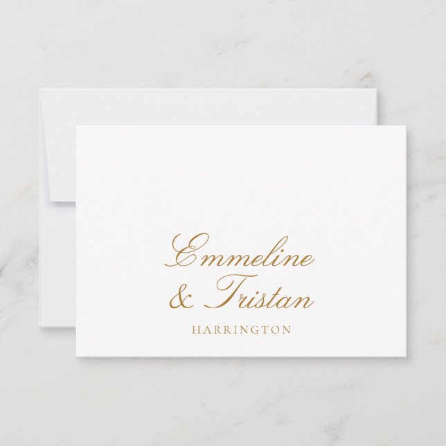 Carte De Correspondance Simple Elegant Couple Names Gold Script Monogramme (Devant)